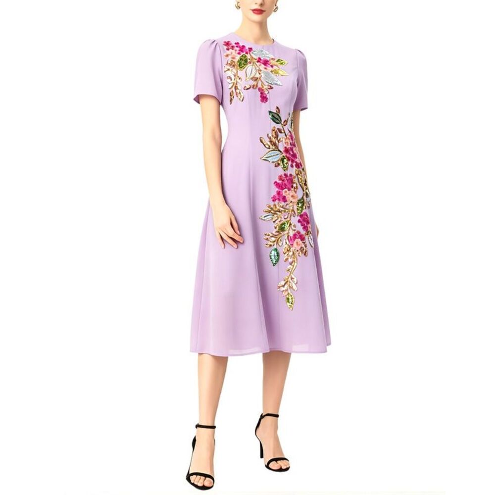 Brc By Burryco Womens  Short Sleeve Midi Dress, Purple